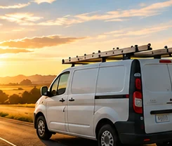Example job photo: a service van on a country road